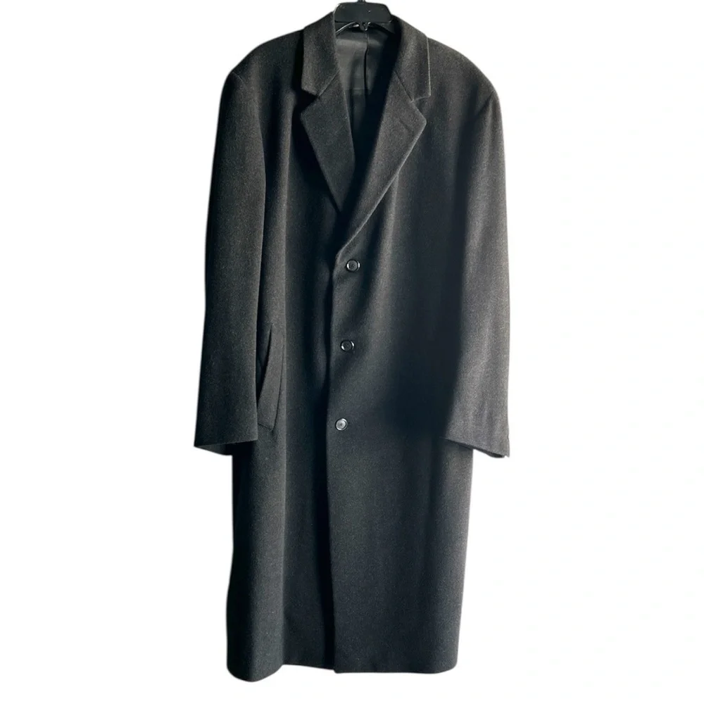 Grant Thomas Lord & Taylor Men's Dark Gray Wool Cashmere Overcoat Size 46L